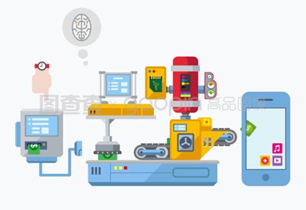 移动应用开发生产厂平面概念说明 互联网开发与应用的现代化布局设计